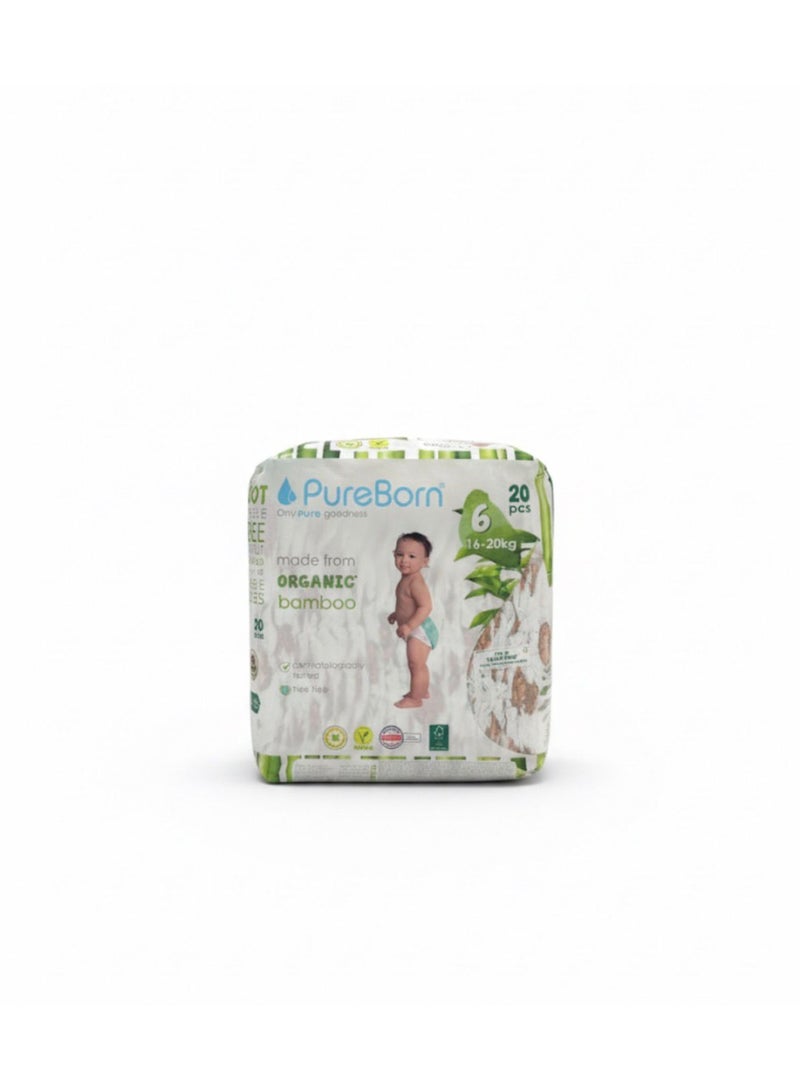 PUREBORN ORGANIC BAMBOO 6 (16-20 KG) 20 PCS